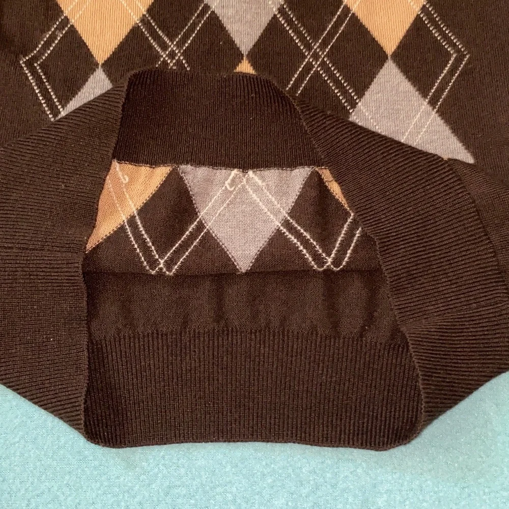 BANANA REPUBLIC marino wool argyle v-neck long sleeve pullover sweater size S